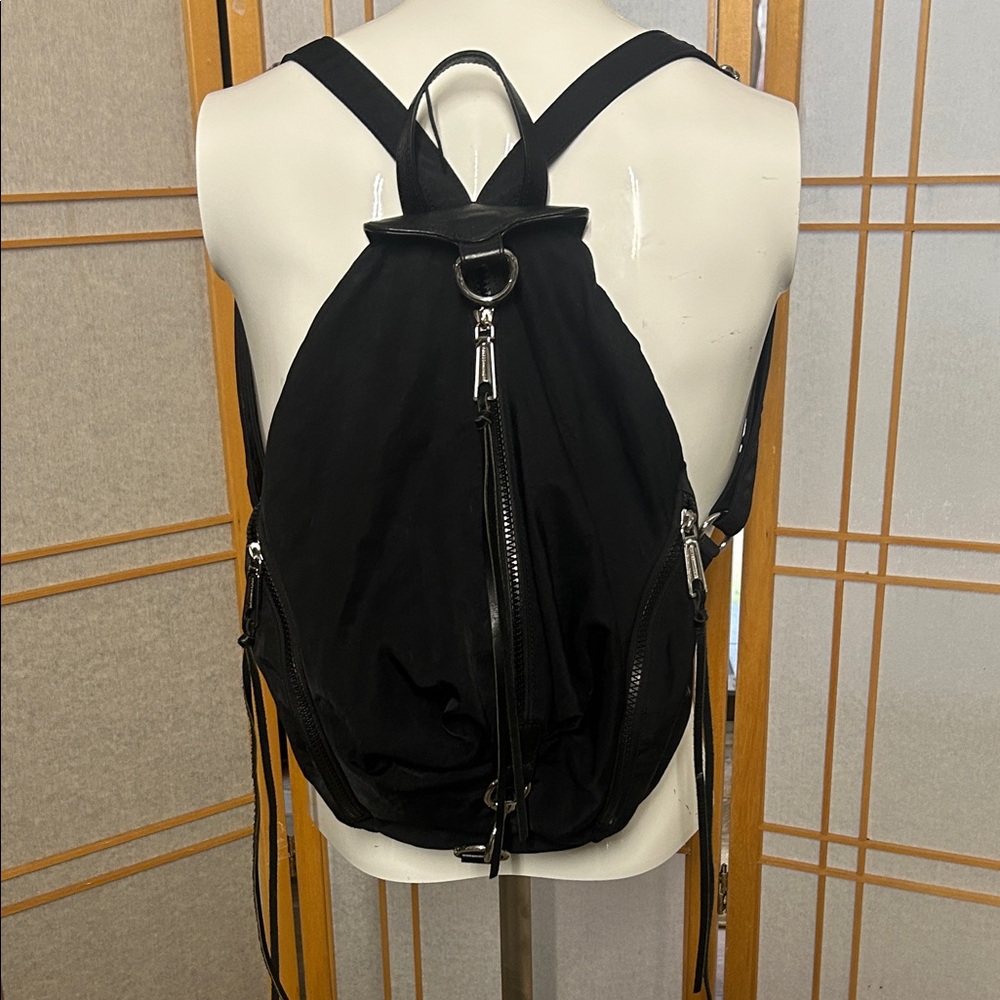 Rebecca Minkoff Black Backpack with Silver Zippers